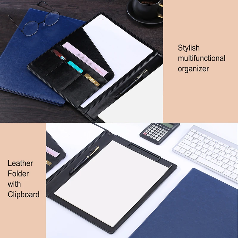 Document bag Leather folder Folder for A4 Documents Leather File Organizer PU Business Contract Portfolio Manager Clipboard Book Holder Office School Supply