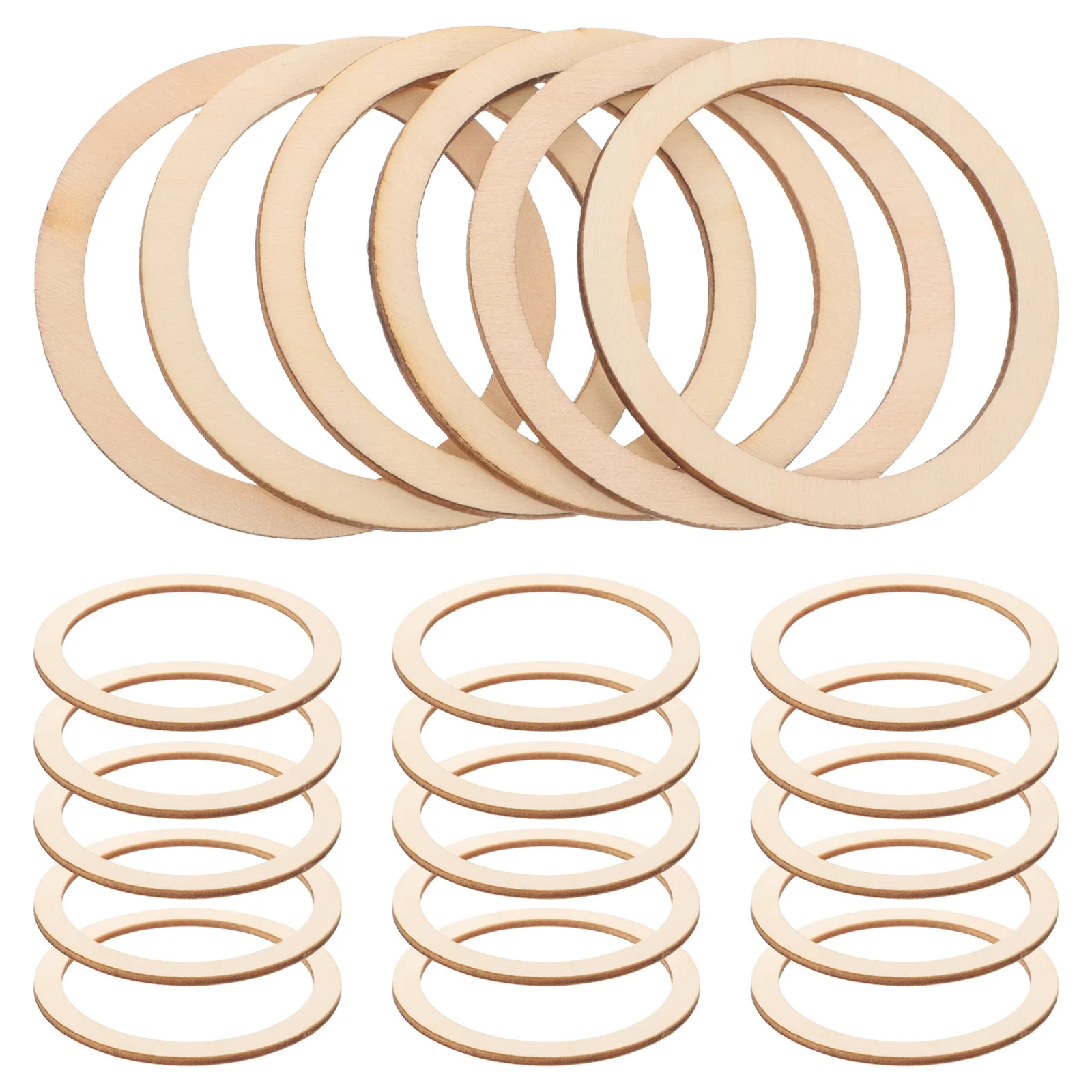 

50pcs Wood Rings Circle Wood Pieces Unfinished Wood Chips Wood Discs Beads for DIY Crafts Earring Pendant Connectors Jewelry