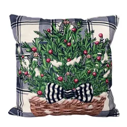 Festive Merry Christmas Linen Cushion Cover - Decorative Holiday Pillow (Christmas Pillowcase)