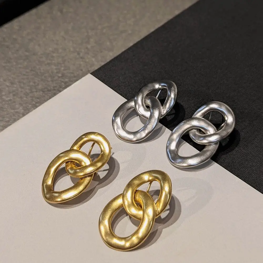 

New Trendy Round Oval Rectangle Hoop Earrings For Women Copper Gold Color Elegant Brand Jewelry
