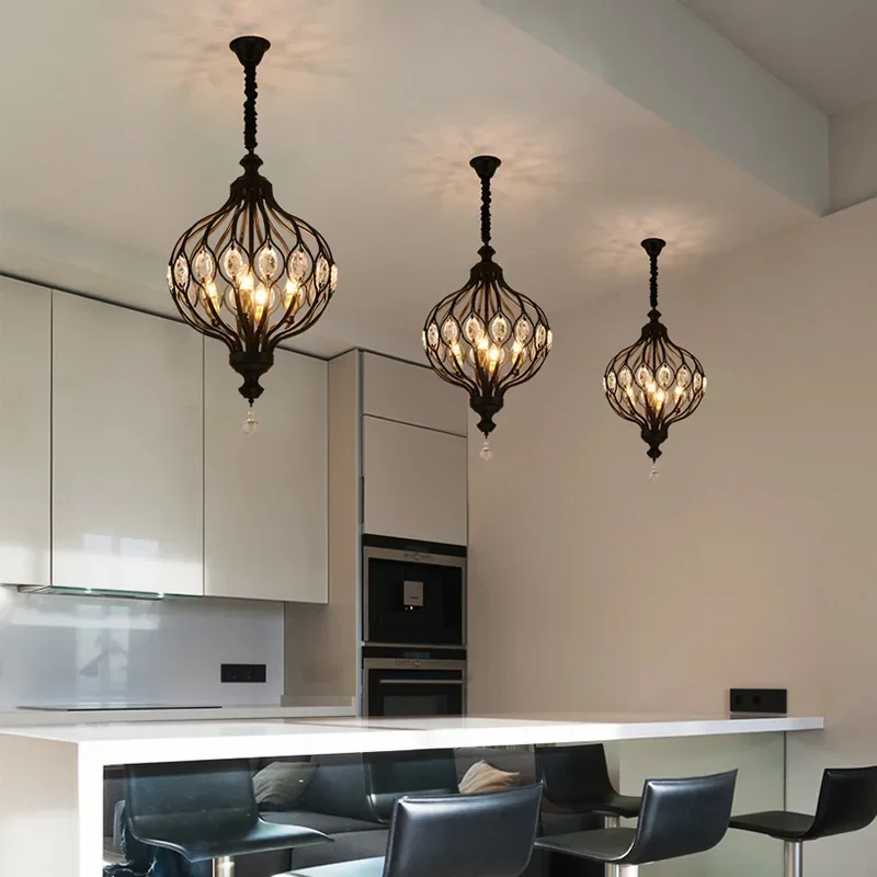 LED pendant light American Country Lantern Pendant Lamps Dining Table Hanging Lights for Kitchen Living Room Bedroom Corridor led Industrial Lamps