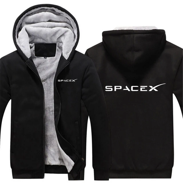 SpaceX-chaqueta deportiva con capucha para hombre, abrigo grueso con cremallera y Logo de Space X, sudadera informal a la moda, invierno, 2023 1