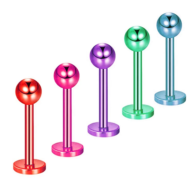 wholesales 11 colors Stainless Steel Labret Piercing Set 16G Tragus