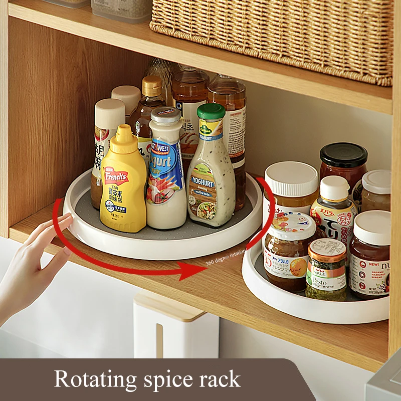 Seasoning rack 360 degree rotation non slip sideboard turntable multi