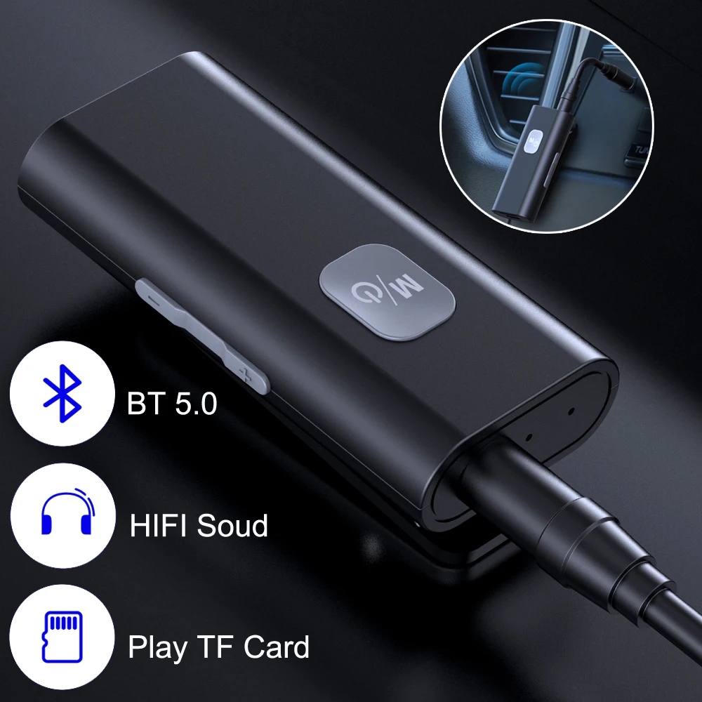 

Bluetooth 5.0 Receiver Adapter Wireless Audio Adapter 3.5mm AV/AUX Jack For PC Headphone Car Reciever Handsfree Support TF Card