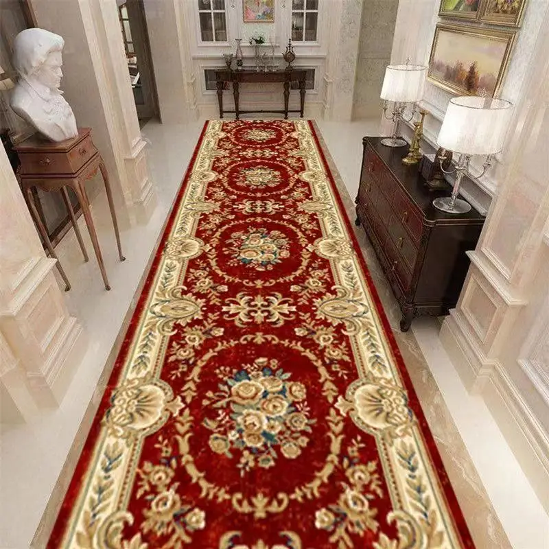 Classical European Lobby Long Hallway Stairs Luxury Carpet Hall Entrance Home Decor Corridor Aisle Runner Customable Wedding Rug 5