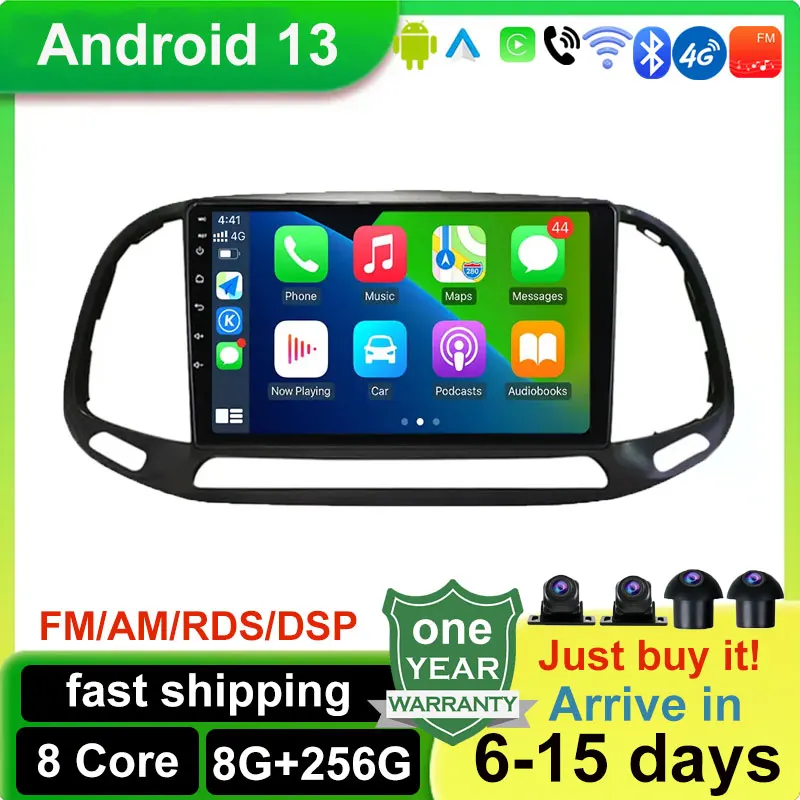 Android 13 Auto Radio Per Fiat Doblo 2015 - 2019 Car Multimedia Gps Track Carplay Dsp Ips 4G Wifi No Dvd