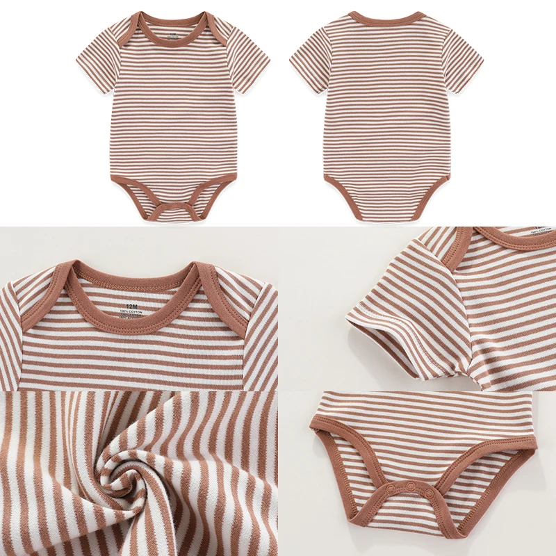 aple Leaf Print Baby Short sleeved jumpsuit 5-piece set Baby Boys Outgoing Clothing Baby Full Moon Clothing 100% Cotton 6