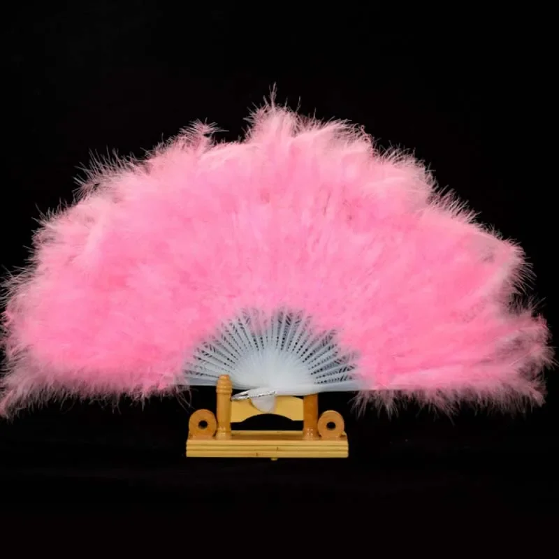 

10pcs Vintage Style Folding Handheld Marabou Feather Hand Fan for Costume Dancing Party Tea Variety Show Halloween Christmas