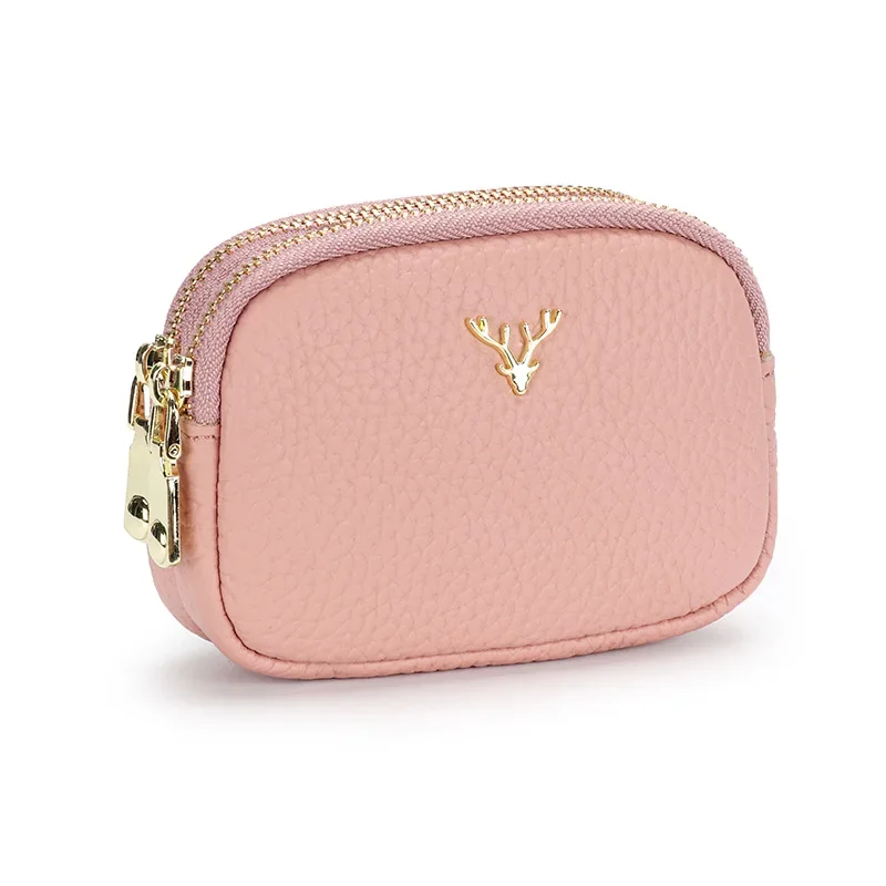 Luxury Soft Genuine Leather Wallets Double Zipper Short Purses Large Capacity Cowhide Clutch for Female Women Fashion Coin Purse