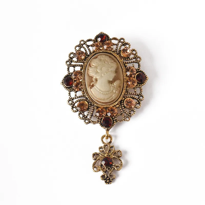Spilla con strass antichi Tono oro, vintage, barocco, rettangolo, cristallo, perla, stile boho, vittoriano, spille da bavero, elegante, ornamento per feste Natale