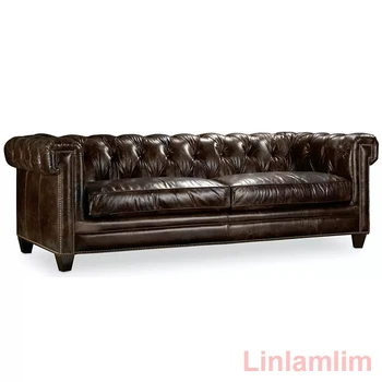 Luxury Leather Chesterfield Sofa – 3-Seater Tufted Couch 2