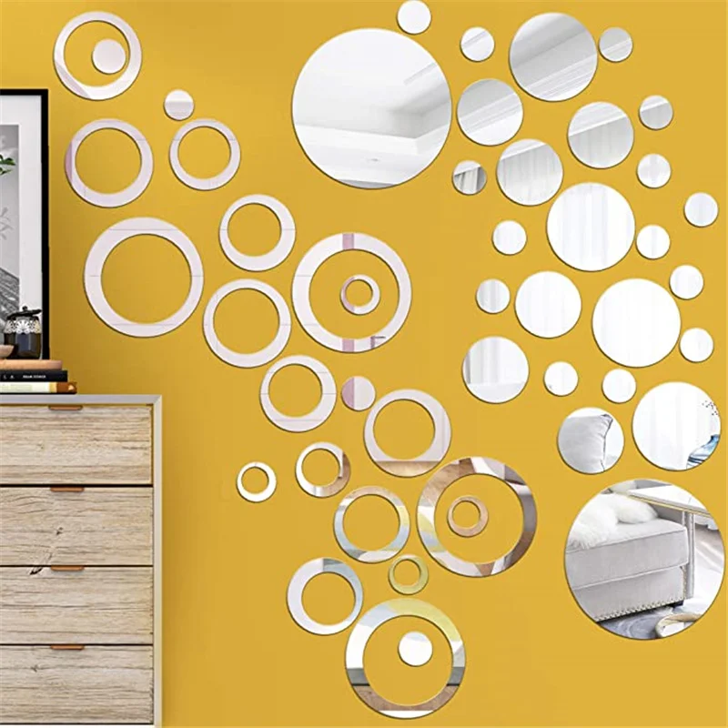 

3D Mirror Wall Sticker Love Round Acrylic Wall Sticker DIY TV Background Wall Living Room Bedroom Decoration Wall Sticker