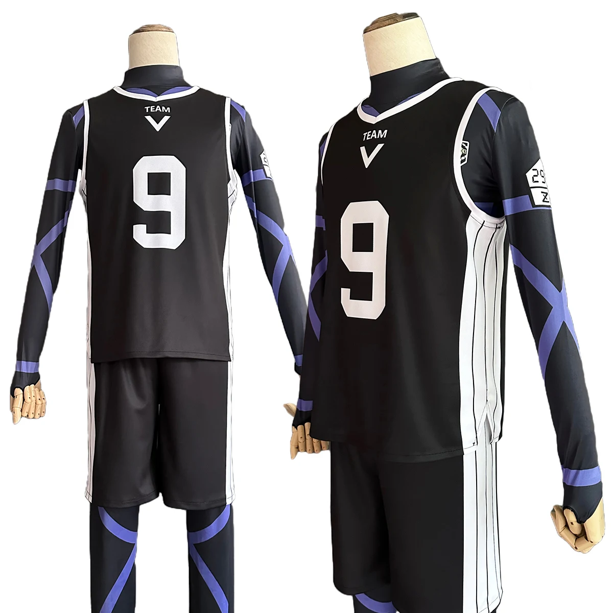 thumbnail image 1 of Peluca de disfraz de anime Blue Lock, Reo Nagi Mikage, camiseta negra, uniforme de entrenamiento deportivo de fútbol, red rosa sintética, 1 of 4