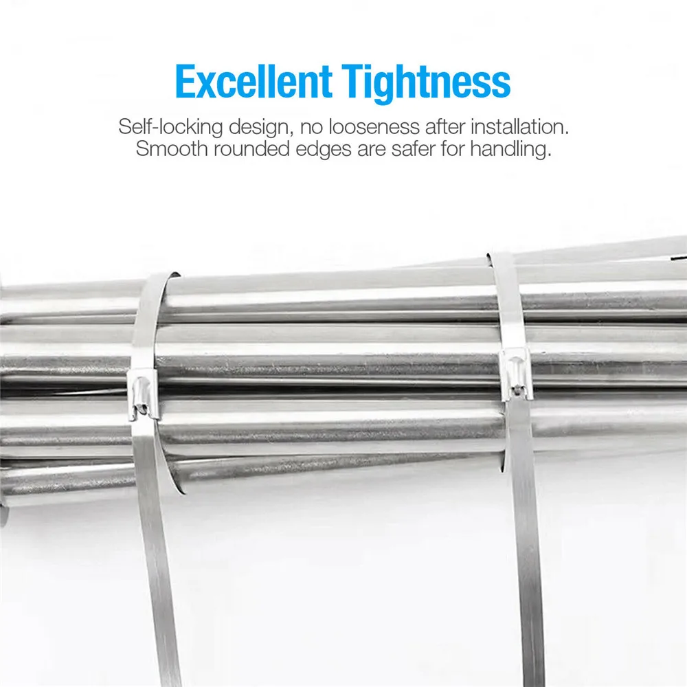 304#Stainless Steel Cable Ties Length 400/500mm Self-Locking Cable Zip Tie Multi-Purpose Metal Exhaust Wrap Locking 100Pcs Ties cable ties cable tie nylon cable ties nylon zip ties