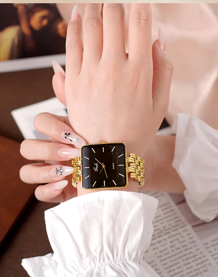 Men Watch Business Simple Square Couple Watches Waterproof Stainless Steel Premium Ultra Thin Women Fashion Quartz Wristwatches