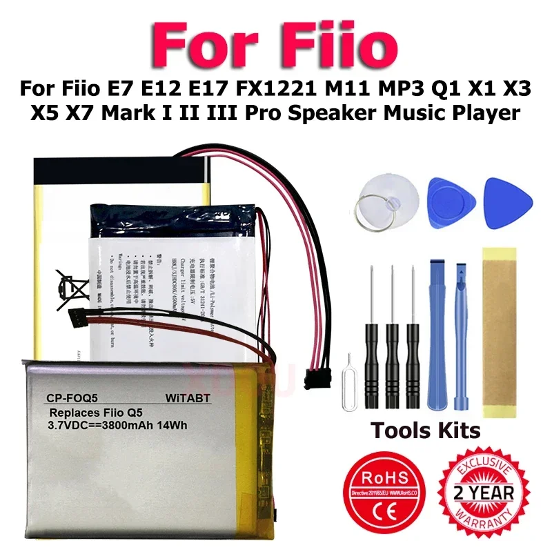 Xdou Fiioe12 Fiioq1 Aec404677 Batteria Per Fiio E7 E12 E17 Fx1221 M11 Mp3 Q1 X1 X3 X5 X7 Mark I Ii Iii Pro Altoparlante Lettore Musicale