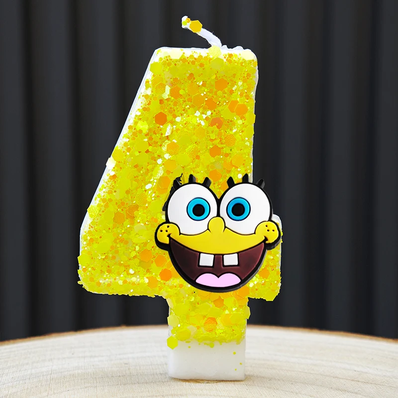 Spongebob Kerze Nummer 0-9 Fußball-Kerze Kuchendekoration Geburtstagsparty für Kinder Babyparty Deko Geschenk – Detail 5