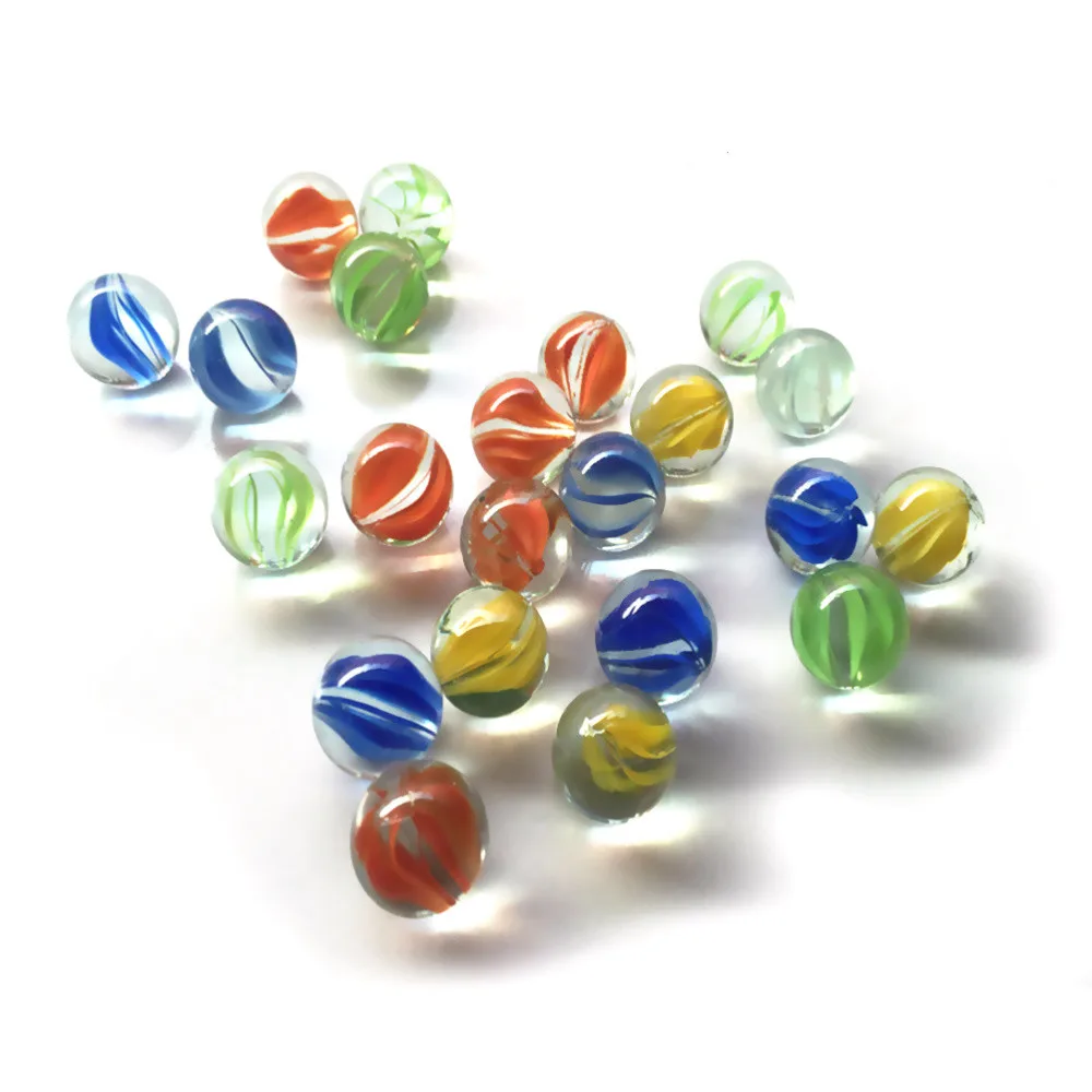 100Pcs 14MM Cats Eyes Glass Shooter & Marbles Colorful Patterned Glass Beads Clear Marble Balls Kids Playthings 5