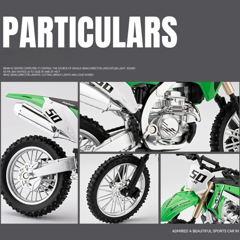 Simulation 1:12 Scale Kawasaki KX450 Off Road Motorbike Alloy Model Sound Light Diecast Motorcycle Model Boy Vehicle Toy Gift 6