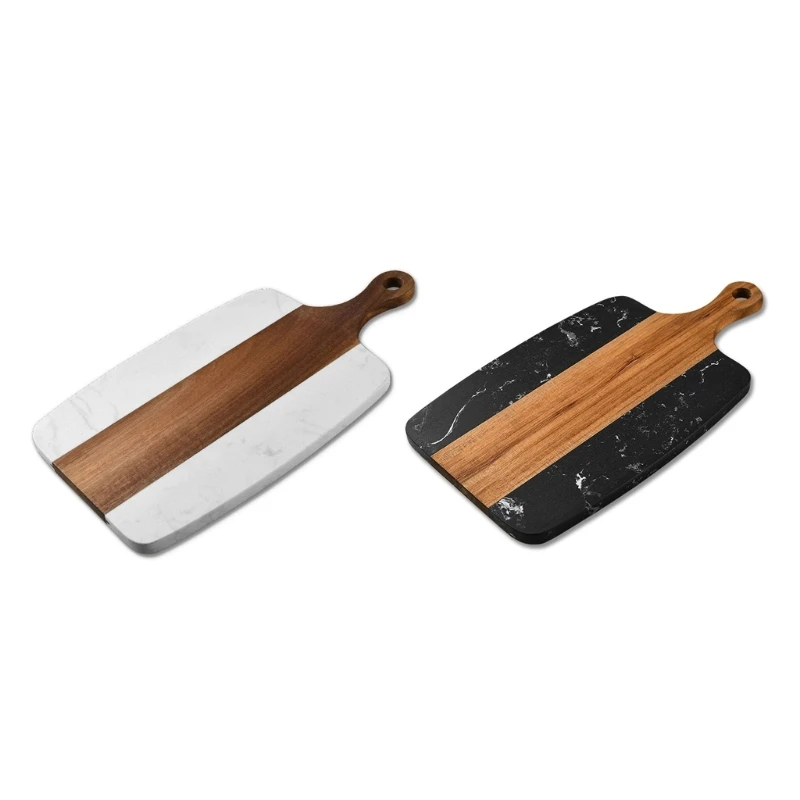 

Wood Marble Charcuterie Board Marble Splicing Acacia Wood Double-sided Chopping-Board Cheese Bread Cutting Board Plate