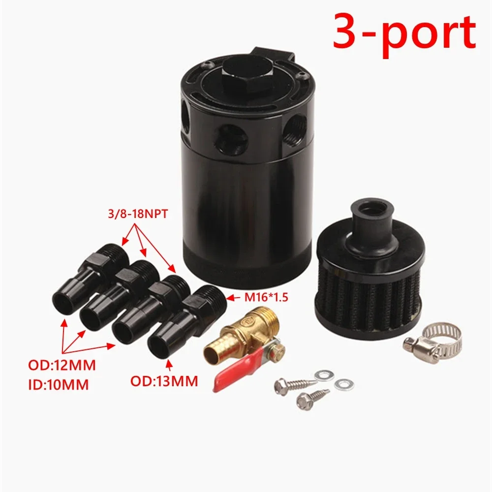Serbatoio di raccolta dell'olio quadrato, serbatoio di sfiato del serbatoio di raccolta dell'olio da corsa quadrato in alluminio Accessori modificati per auto(D'argento