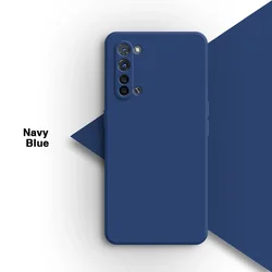 Elegant Silicone Phone Case with Classic Camera Protection - Soft, Square Liquid Design for OPPO Reno3 Pro 5G (Navy Blue)
