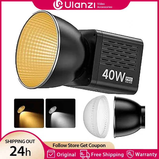 Ulanzi L023 40W Pro แบบพกพา LED Video Light Bi-Color COB สตูดิโอถ่ายภาพ 2500K-6500K 3400mAh สําหรับวิดีโอที่ถ่ายทอดสด 1