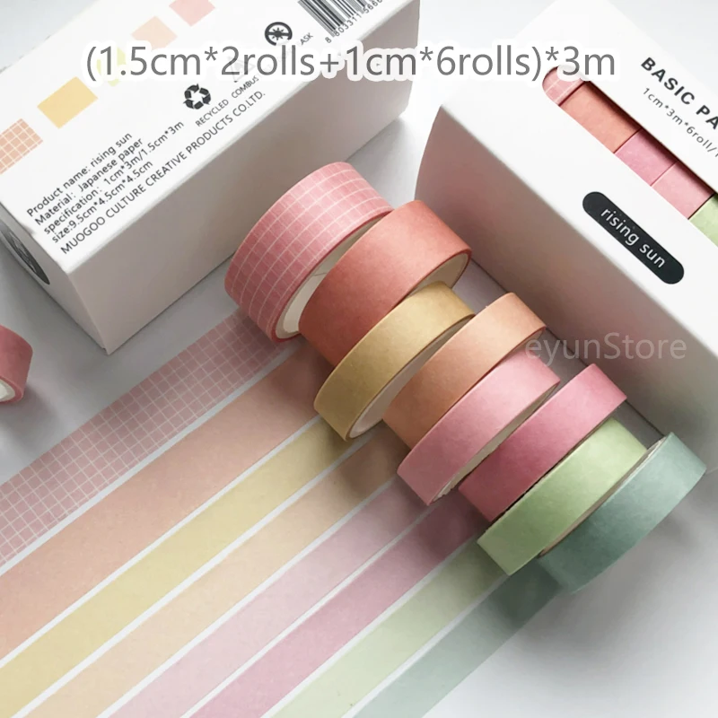 8pcs/set washi tapes Solid Color Basic Decoration black white Washi Tape Set DIY Scrapbook Stickers Masking Tape School Supplies adhesive tape washi tape adhesive tapes masking tape decorative tape decoration tape