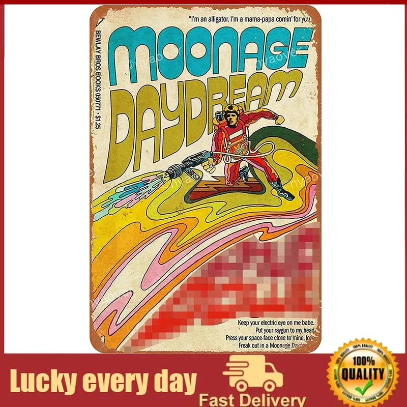 Vintage Moonage Daydream Metal Tin Sign Wall Metal Retro Craft Art Painting Piastra In Ferro Office Garden Living Room Decoration