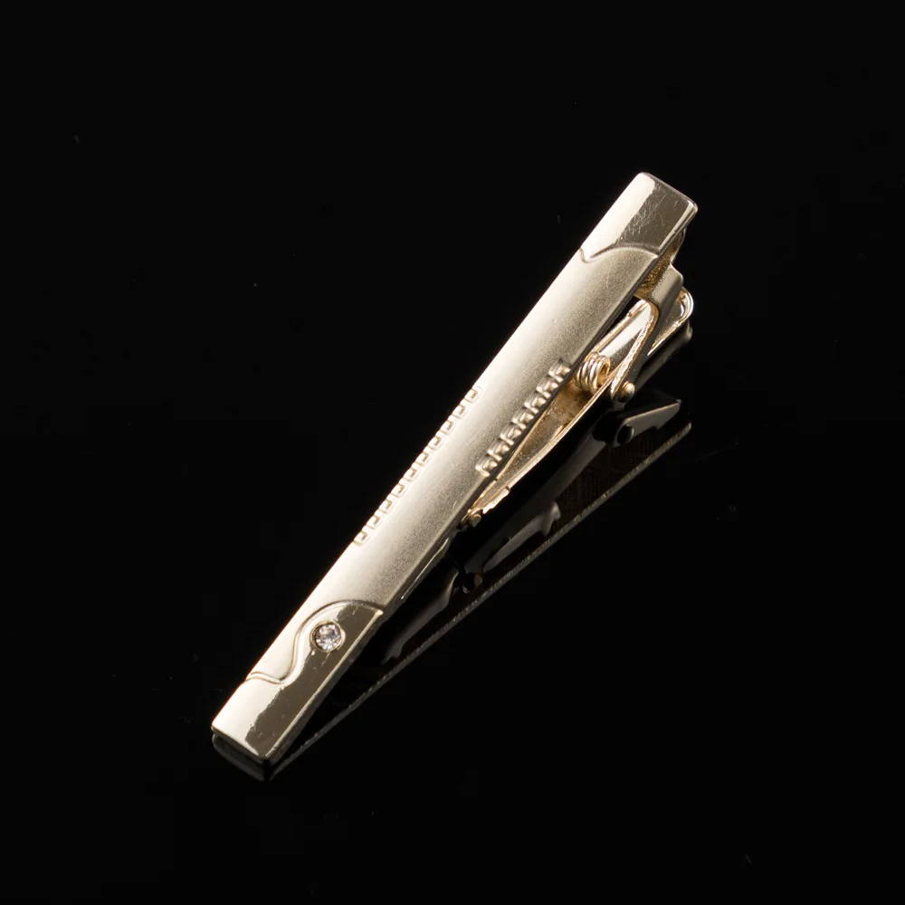

High Grade Crystal Inlaid Sandblasted Iron Tie Clip for Men's Casual Business Attire Collar Clips Wedding Party Suit Accessories