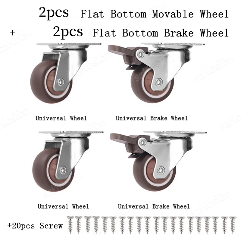 Set of 4 Heavy-Duty Rubber Swivel Casters for Furniture and Cabinets - Quiet and Smooth Rolling