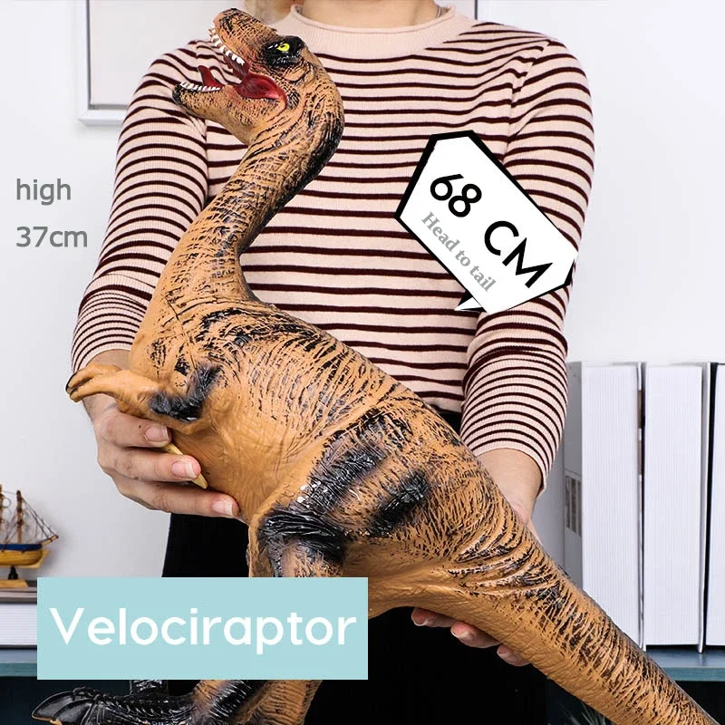 thumbnail image 1 of Juguete de dinosaurio de gran tamaño de 68 cm, Jurassic Park, Tyrannosaurus Rex, marionetas suaves, tiburón Velociraptor, dinosaurios, modelo Worlds, juguetes para niños, 1 of 5