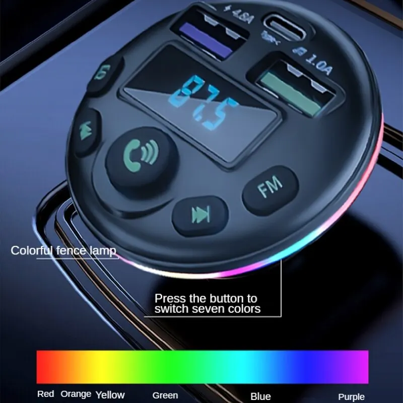 Allume-cigare chargeur de voiture double USB QC 3.0 Charge rapide 12V Auto  FM émetteurs Bluetooth mains libres, prises d'appel - AliExpress