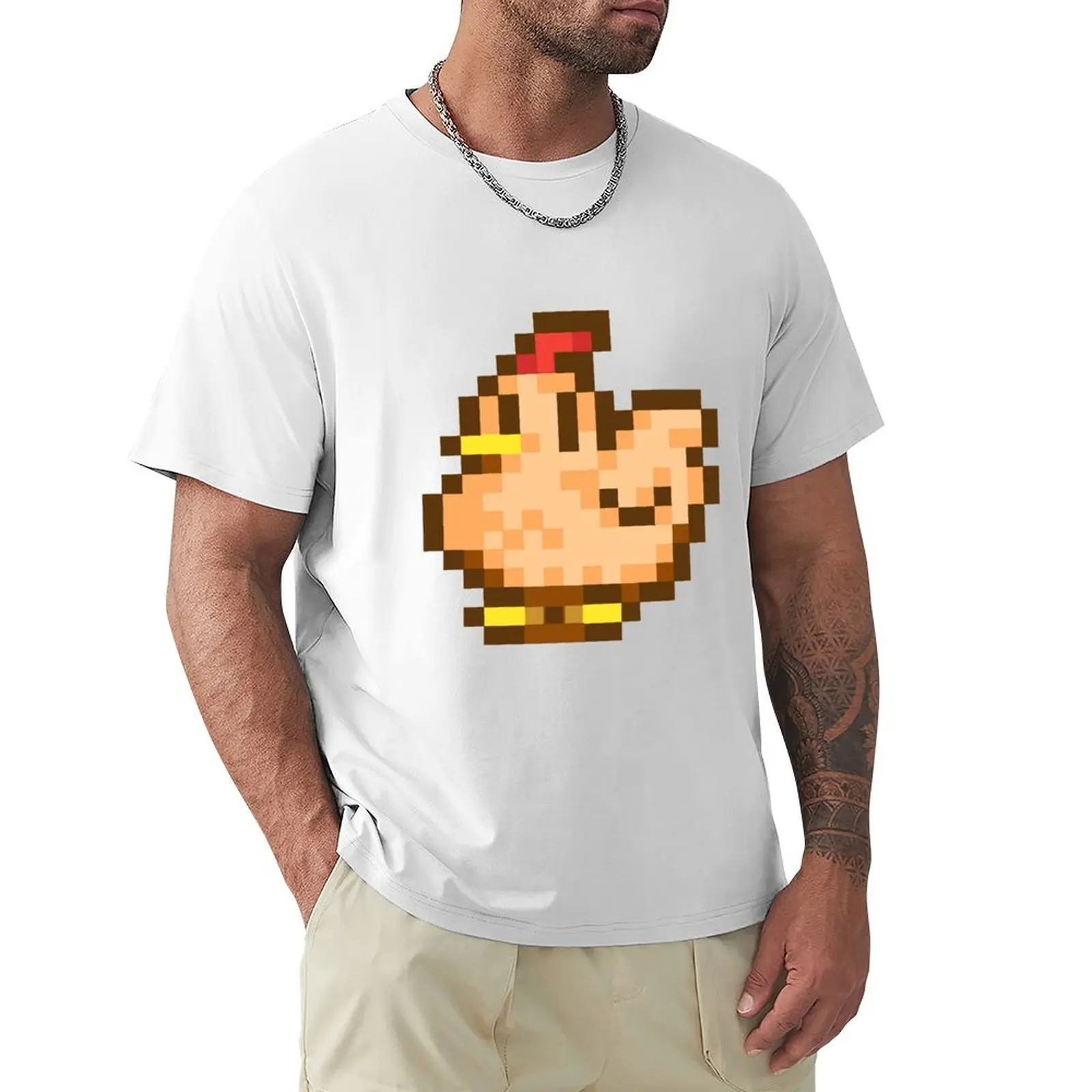 

Pixel Chicken T-shirt oversizeds vintage korean fashion Aesthetic clothing mens funny t shirts