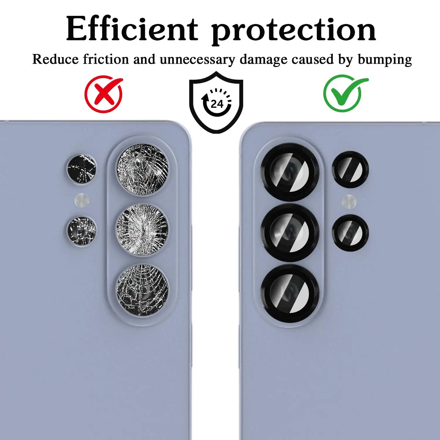 Premium Metal Ring Camera Lens Protector - HD Rear Glass Cover