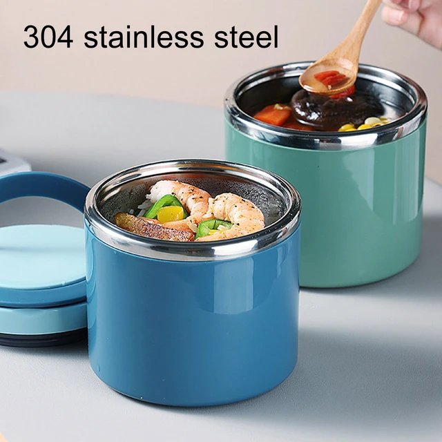Leakproof Sealed Bucket Student Lunch Box Multi-layer Round Bento Box  Portable Thermos Stainless Steel Insulated