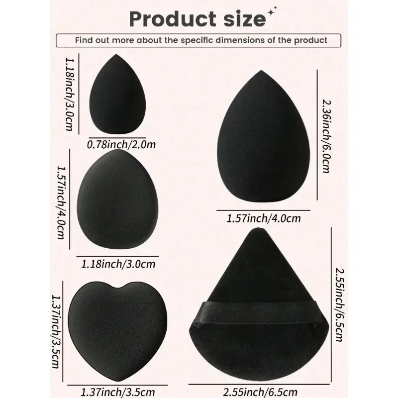 Black Makeup Sponges Set Face Cosmetic Puff Makeup Tool Large Beauty Eggs Puff Mini Beauty Egg Thumb Puff Korean Make up Blender 4