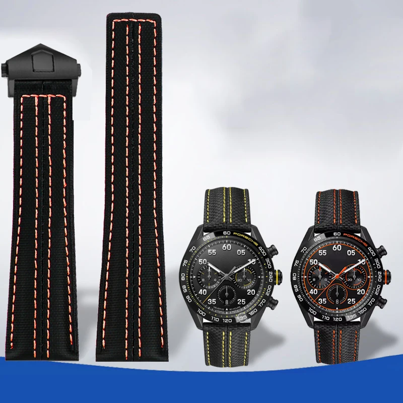 22Mm Per Tag Heuer Calera Cinturino Per Orologio Nylon Vera Pelle Cinturino Da Polso Di Alta Qualità Monaco F1 300 500 Bracciale Sportivo