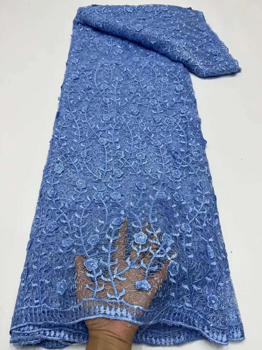 

French Mesh Lace Fabric 2024 High Quality African Nigerian Mesh Sequins Lace Net Lace For Women Wedding Party Dresses RFR1-3