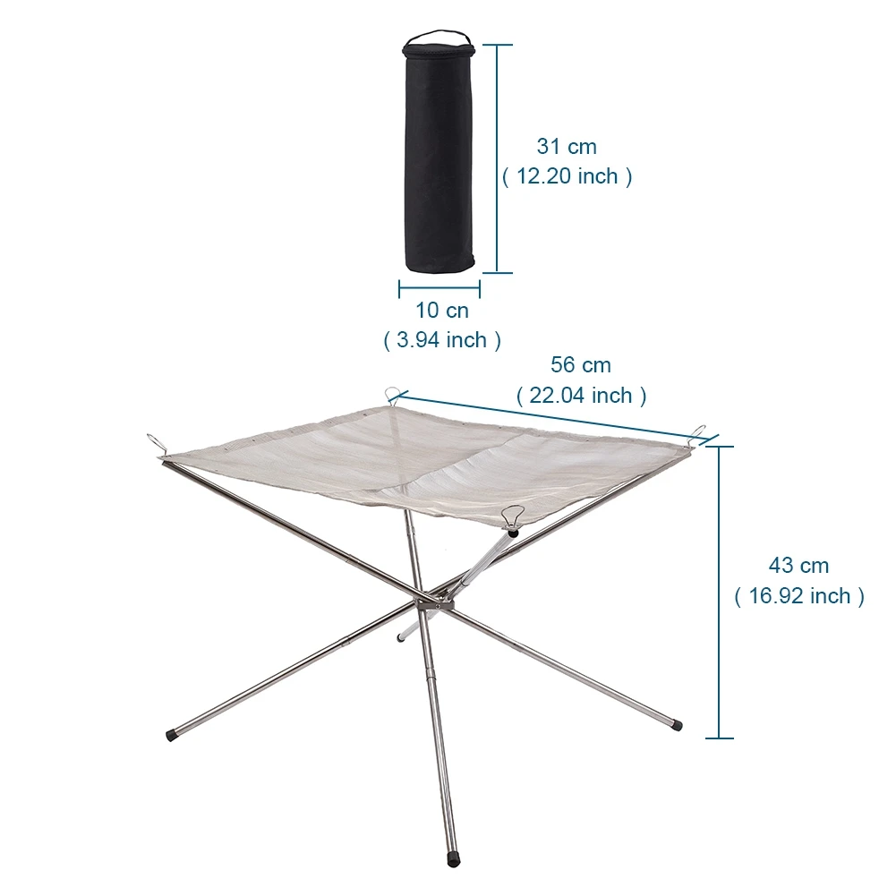 Outdoor Bonfire Campfire Grill Pits Fire Burning Frame Heating Camping Wood Stove Stand BBQ Net Rack Firewood Charcoal Heater L