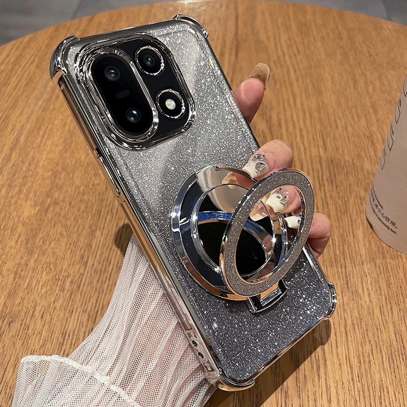 Shockproof Glitter Silicone Holder Case with Ring Stand