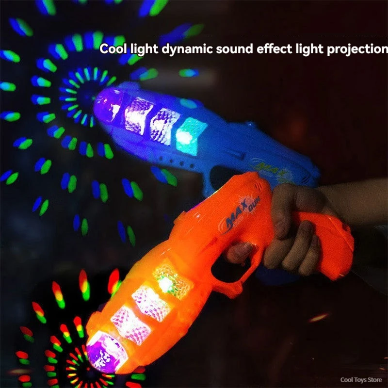 New Children's Toys Electric Music Projection Fiber Gun Rainbow Projection Sound Light Gun Pistol Luminous for Kid Boys Birthday 2