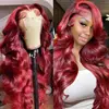 99j Burgundy 13x6 Hd Lace Frontal Human Hair Wigs Transparent Colored Body Wave Red Lace Front Wig 4x4 5x5 Closure Wig For Women 1