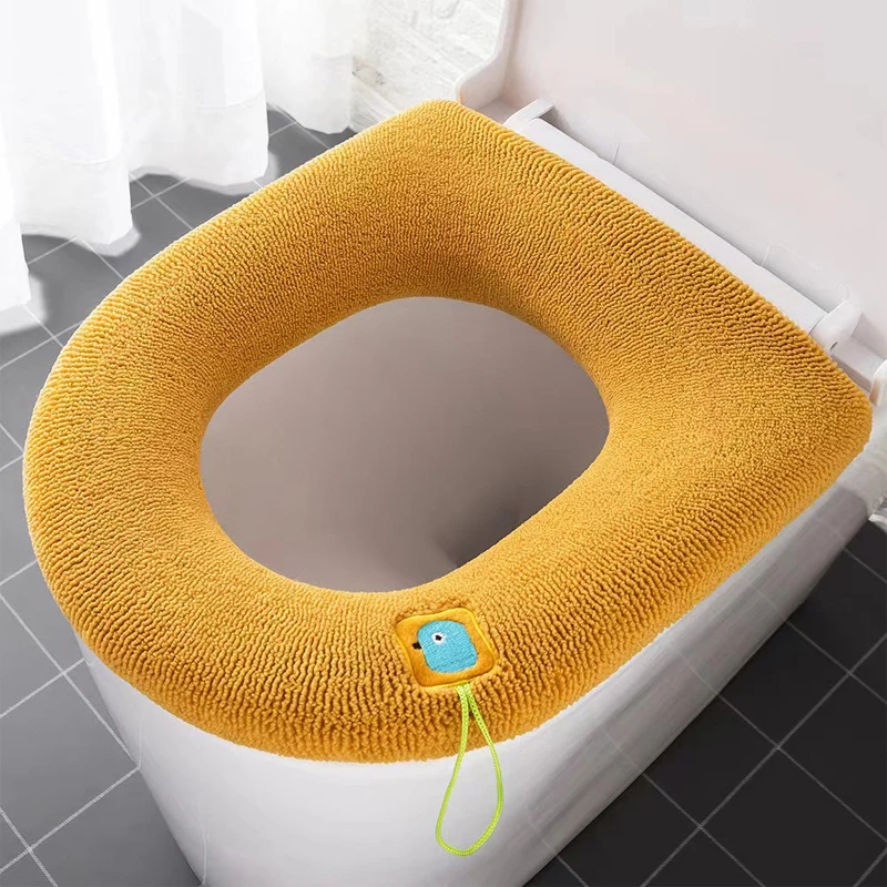 Bathroom Toilet Seat Cover Cushion Washable Fiber Cloth