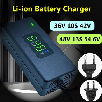Caricabatterie Intelligente per Batterie al Litio 36V 10S 42V/48V 13S 54.6V 2A con Display LED per Caricatori Li-ion