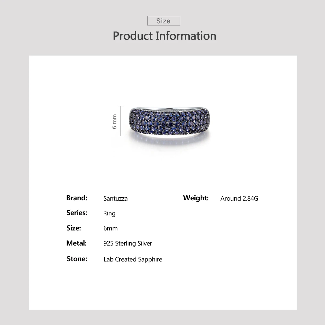 SANTUZZA Anelli in vero argento sterling 925 per le donne Scintillante creato Zaffiro blu Semplicità Delicato anniversario Gioielleria raffinata - immagine 4