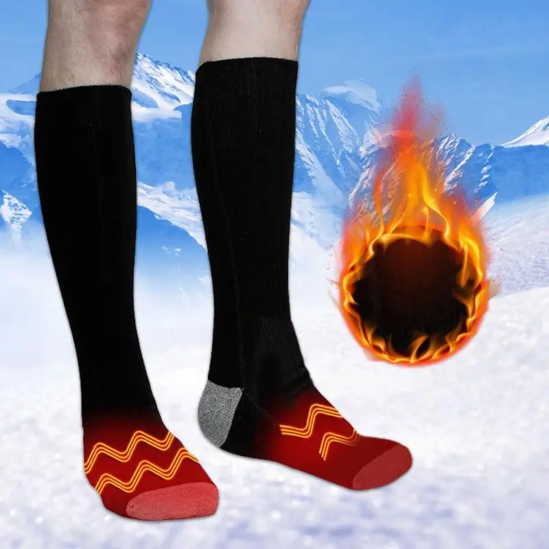 Men Women Outdoor Ski Electric Heated Socks With 4000mAh Rechargeable Battery Powered 3 Temp Settings Winter Foot Warmer