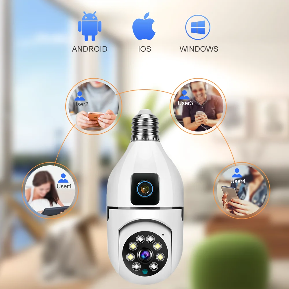 8M E27 Bulb WiFi Surveillance Camera Dual Lens Indoor Monitoring V380 pro App Security Video Monitoring Camera 2