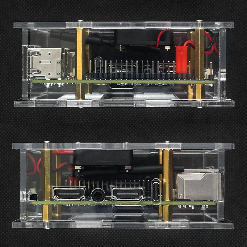 Orange Pi 5 Max Acrylic Case Transparent Shell Protective Box Cooling Fan Alumin